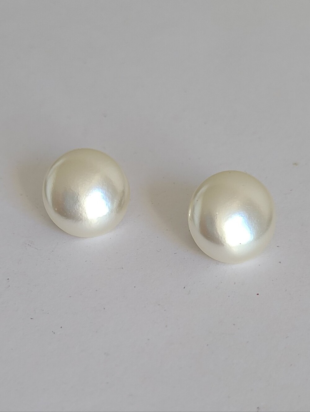 Vintage Large Chunky Round Boho White Pearl Statement Stud Clip On Earrings